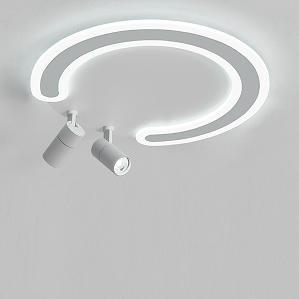 White Arc Flush Mount Spotlight for Bedroom