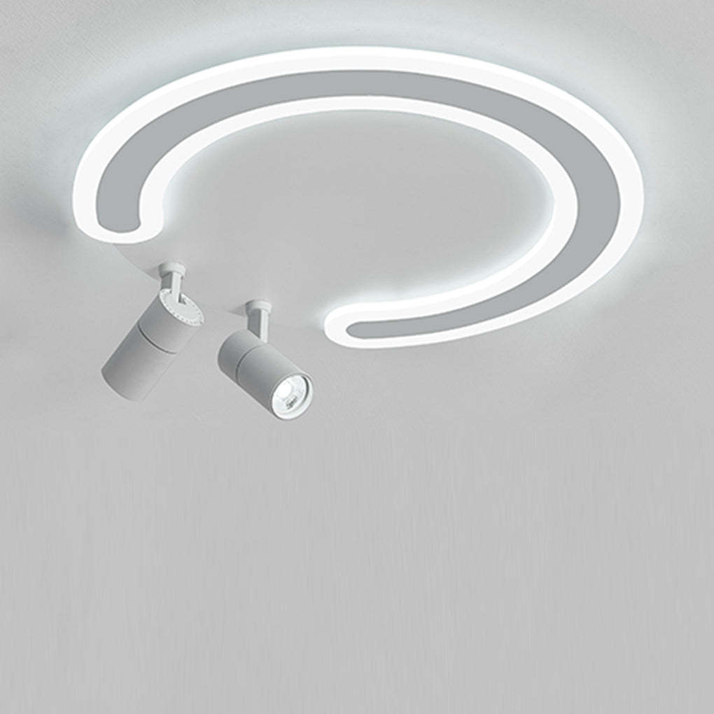 White Arc Flush Mount Spotlight for Bedroom