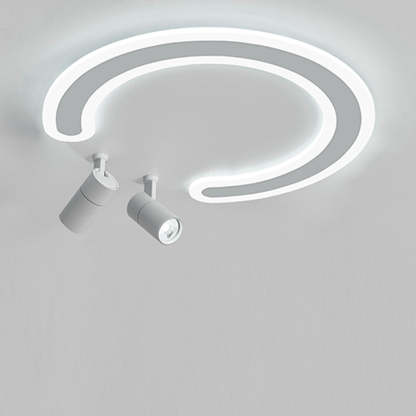 White Arc Flush Mount Spotlight for Bedroom