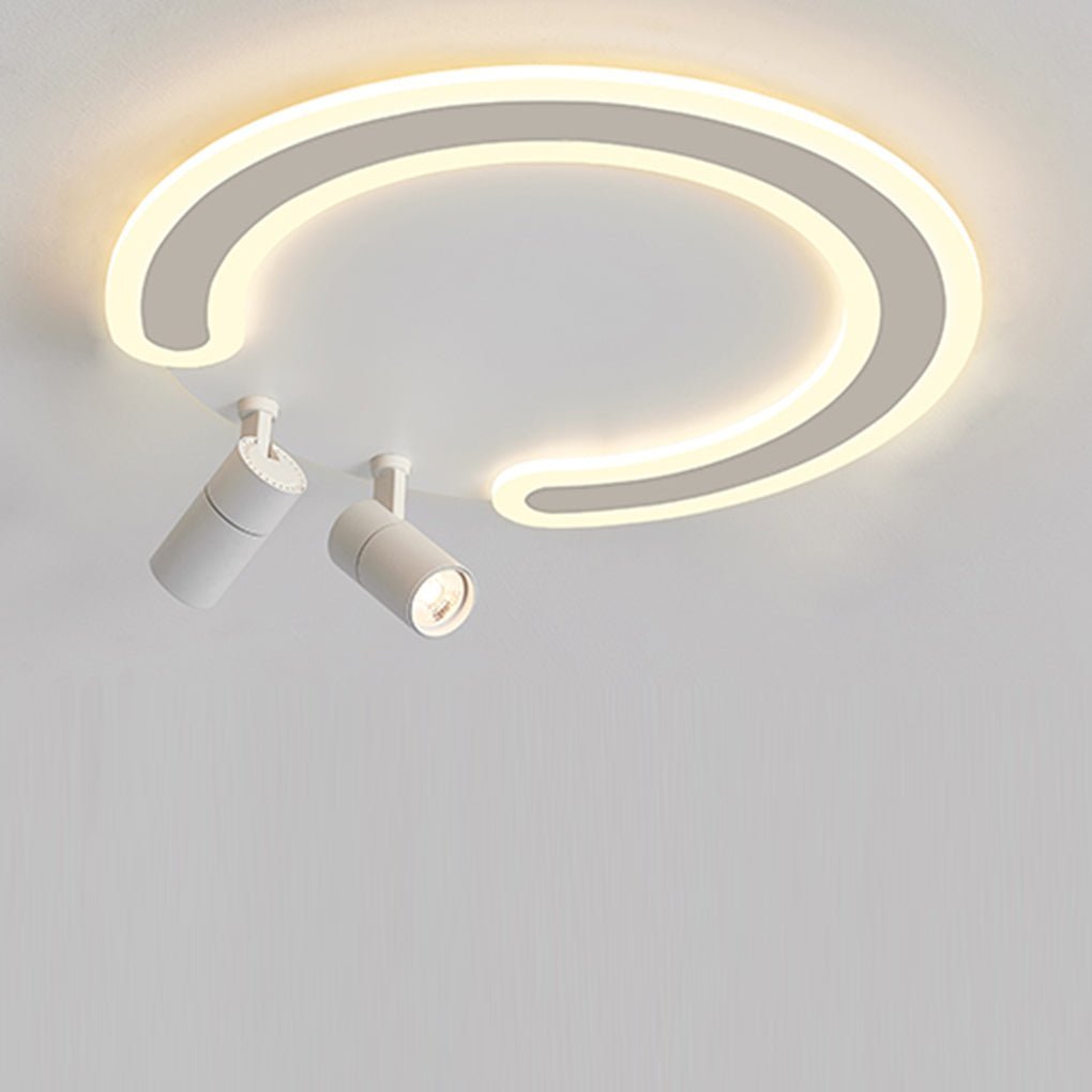 White Arc Flush Mount Spotlight for Bedroom
