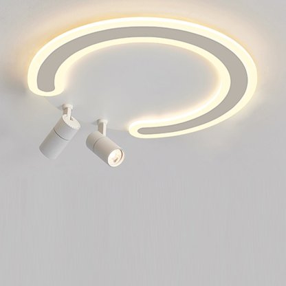 White Arc Flush Mount Spotlight for Bedroom