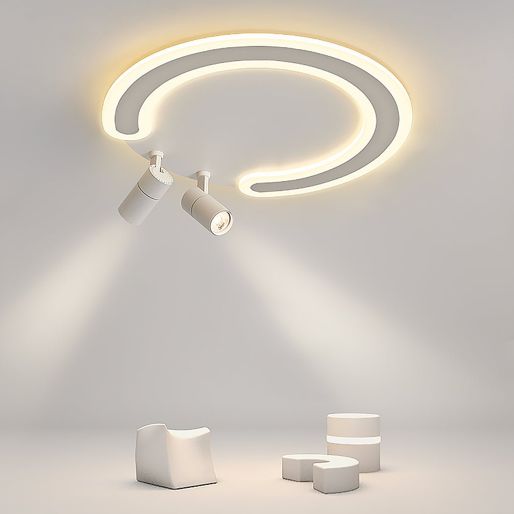 White Arc Flush Mount Spotlight for Bedroom — Warm White / 18''