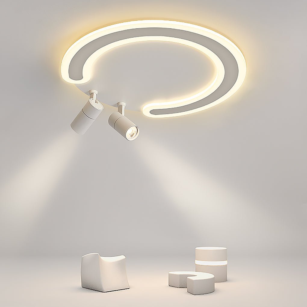 White Arc Flush Mount Spotlight for Bedroom — Warm White / 18''