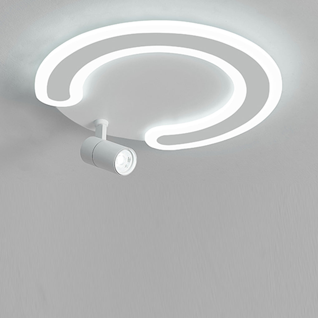 White Arc Flush Mount Spotlight for Bedroom