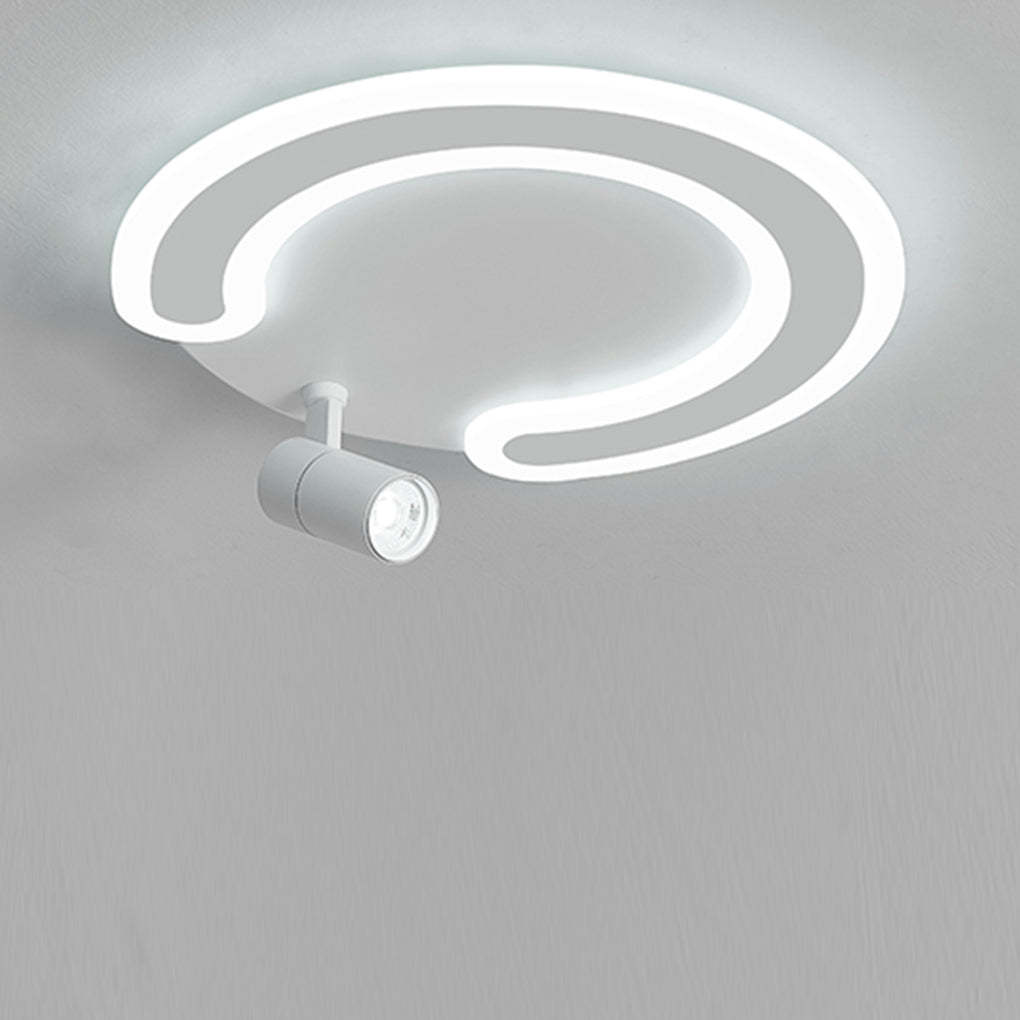 White Arc Flush Mount Spotlight for Bedroom