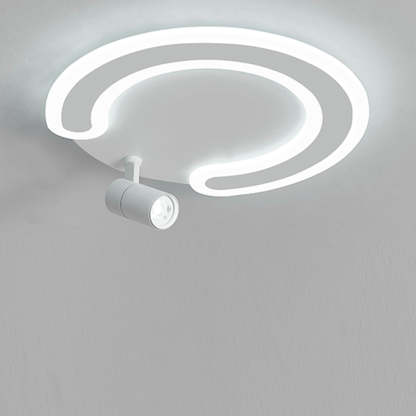 White Arc Flush Mount Spotlight for Bedroom