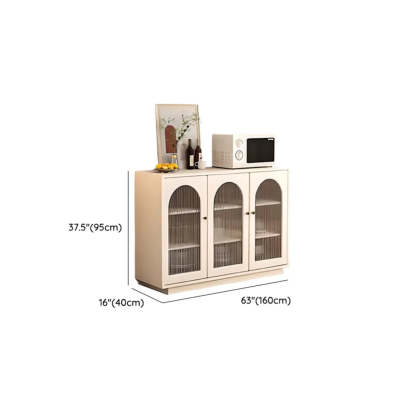 White Arched Clear Glass Door Buffet with Shelves
