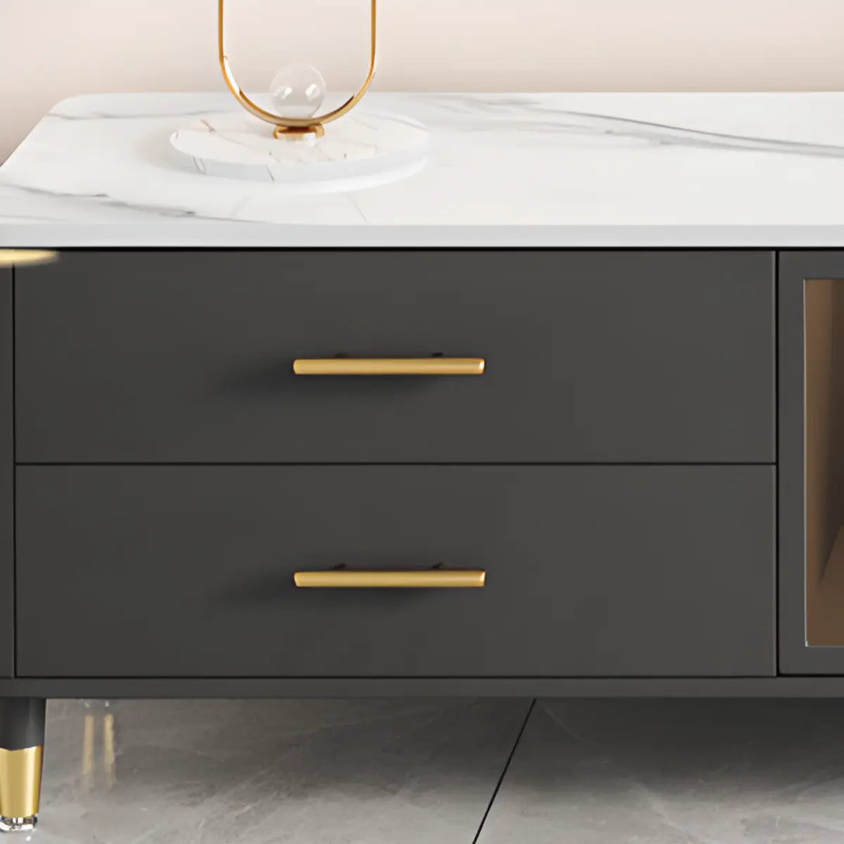 Stone-Top TV Stand with LED Lighting