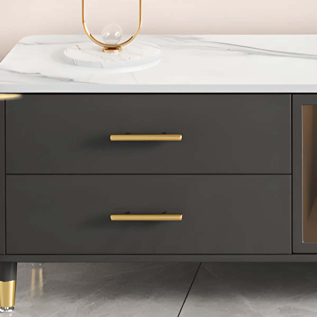 Stone-Top TV Stand with LED Lighting