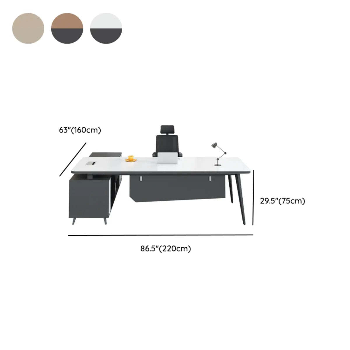 White-Black Wood L-Shape Computer Desk