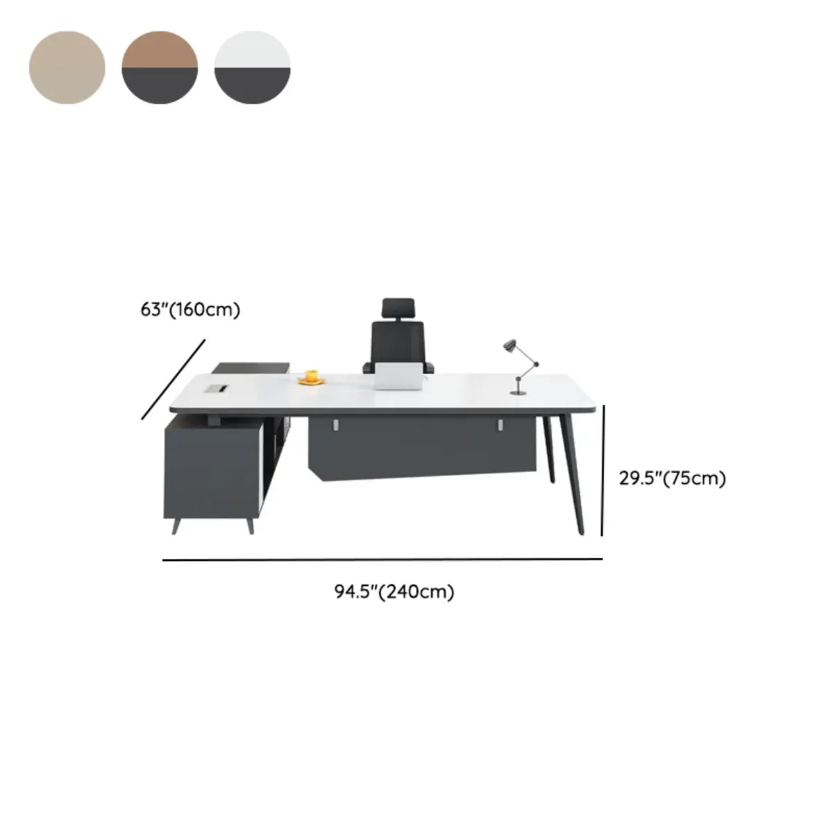 White-Black Wood L-Shape Computer Desk