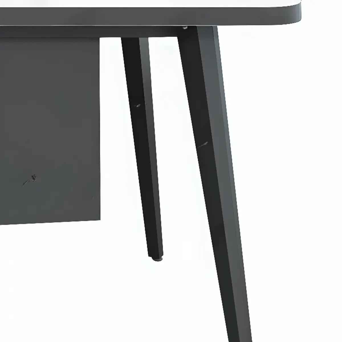 White-Black Wood L-Shape Computer Desk — White-Black / Without Chairs