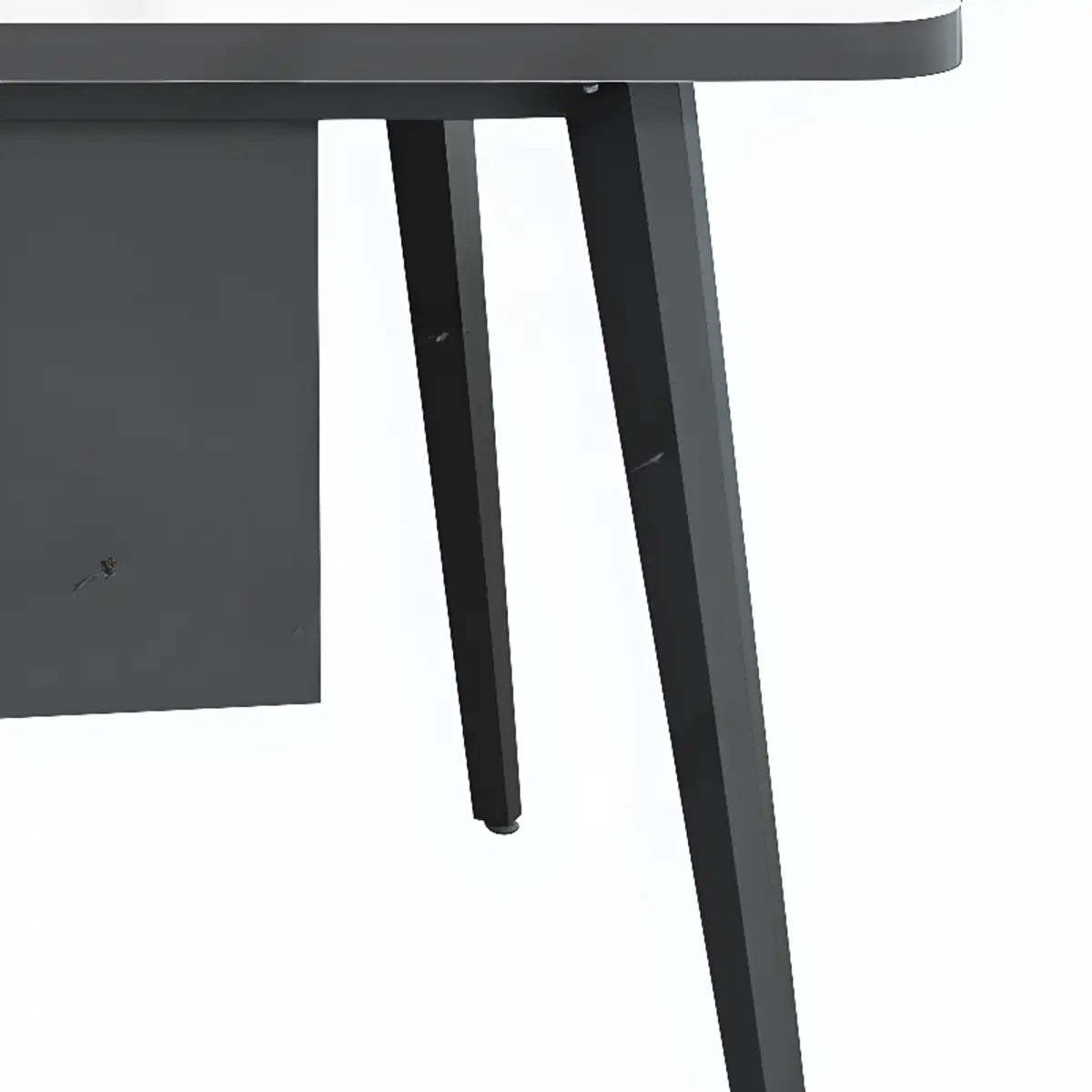 White-Black Wood L-Shape Computer Desk — White-Black / Without Chairs