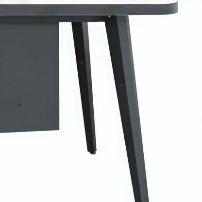 White-Black Wood L-Shape Computer Desk — White-Black / Without Chairs