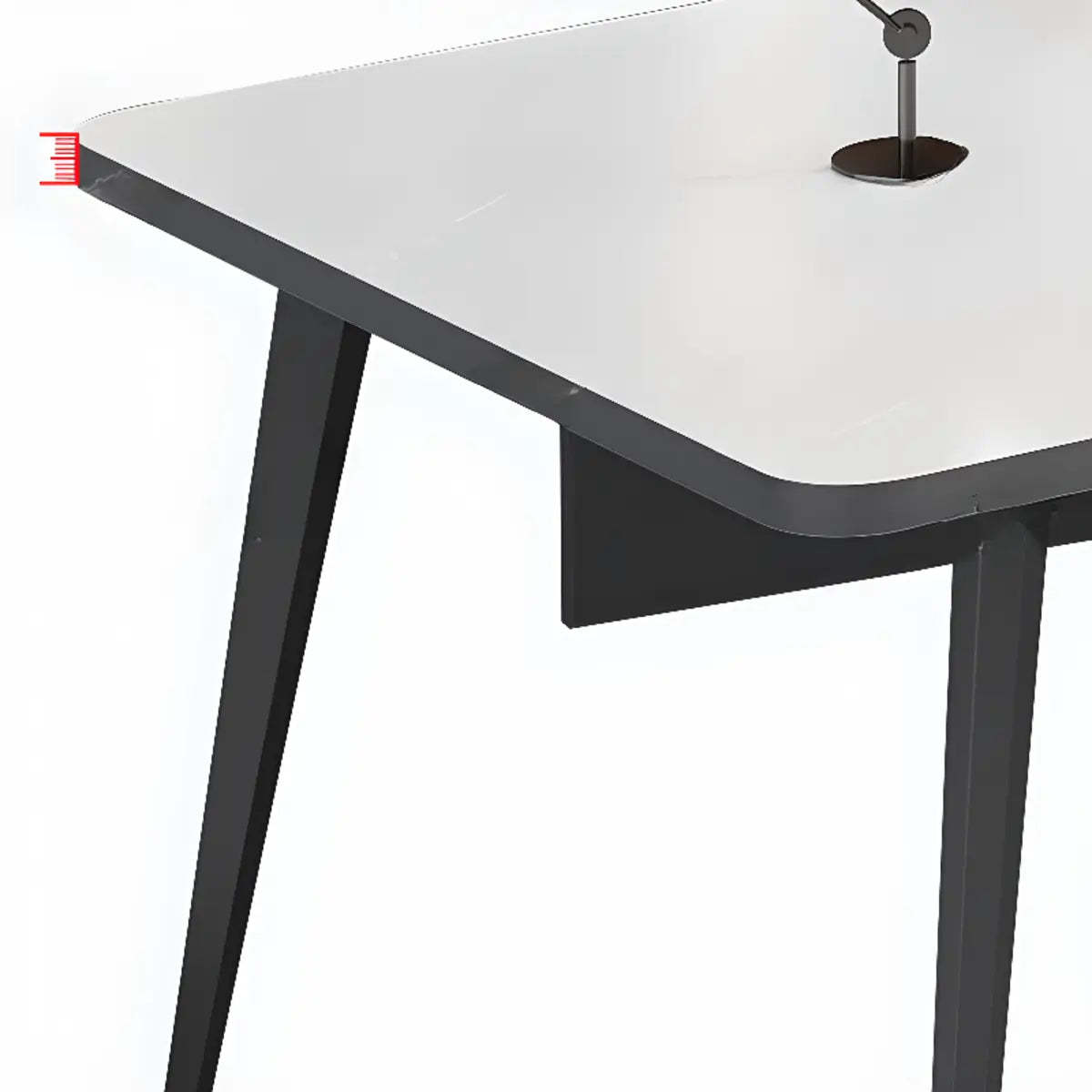 White-Black Wood L-Shape Computer Desk — Brown/ Black / Without Chairs