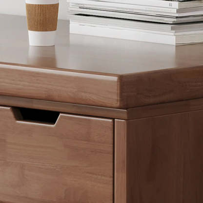 White Butcher Block Soft-Close Computer Desk — Without Chairs / Walnut