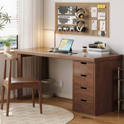 White Butcher Block Soft-Close Computer Desk — Without Chairs / Grey