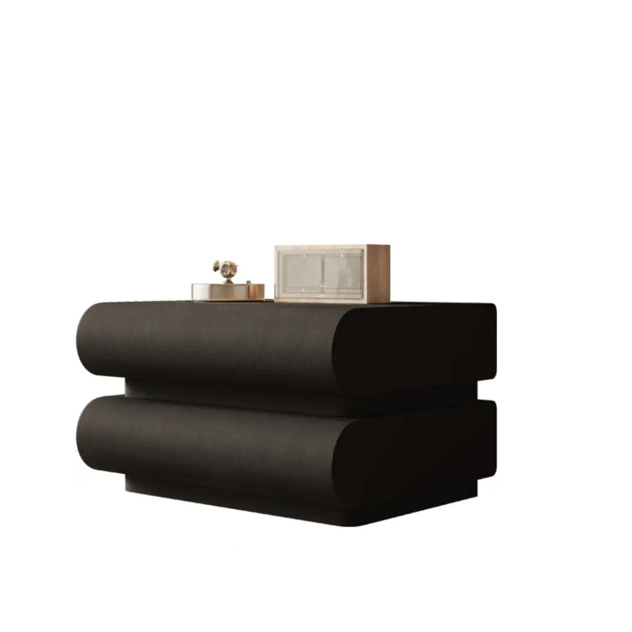Leather faux compact gray nightstands, Lighom — 20" L x 16" W x 16" H / Black