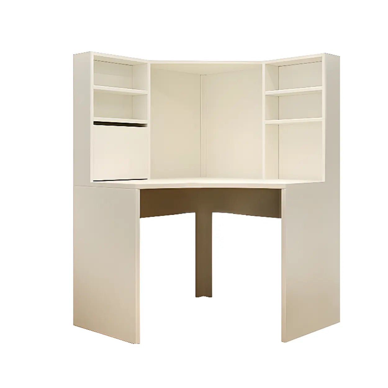 White Compact Hutch Corner Computer Desk