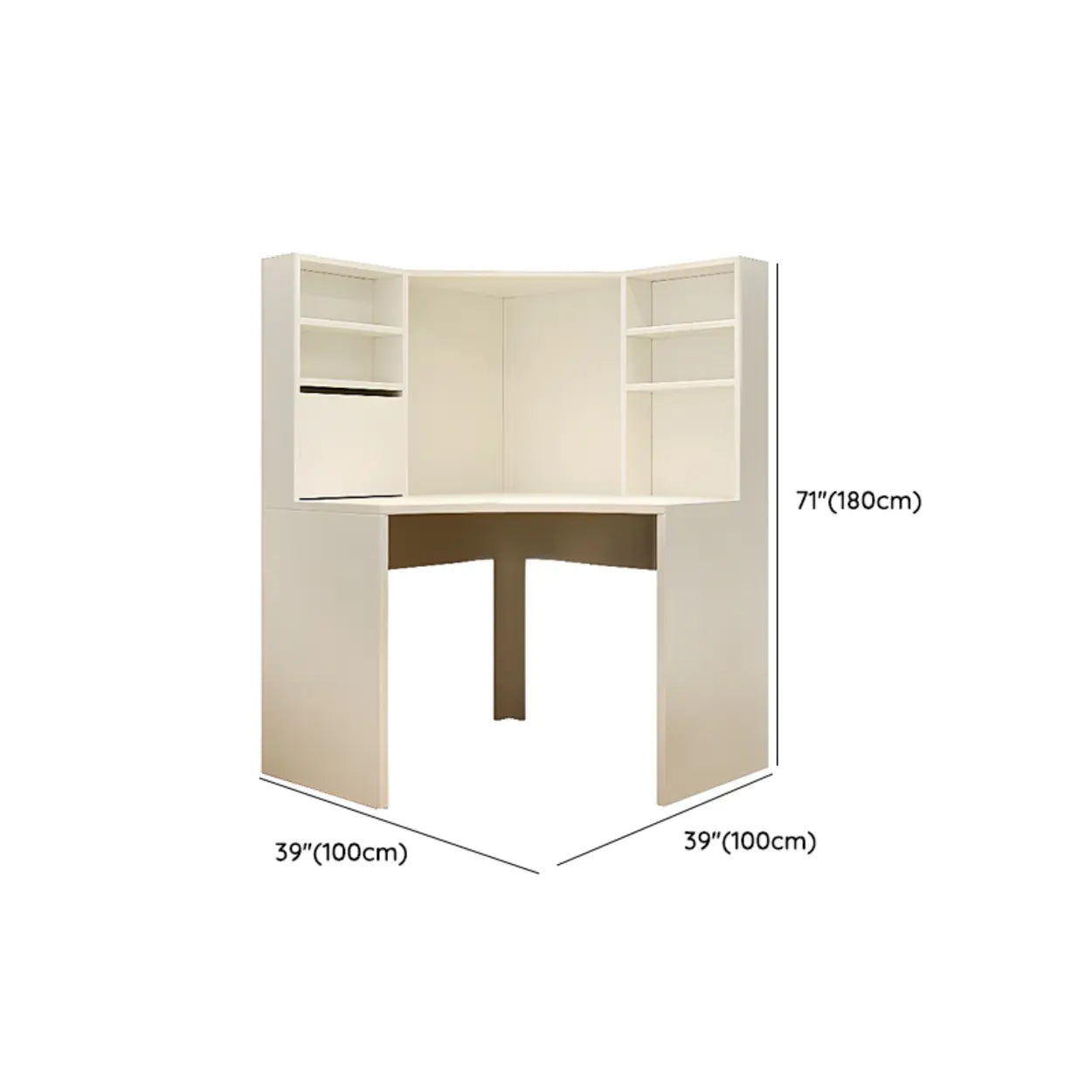 White Compact Hutch Corner Computer Desk — Table Only