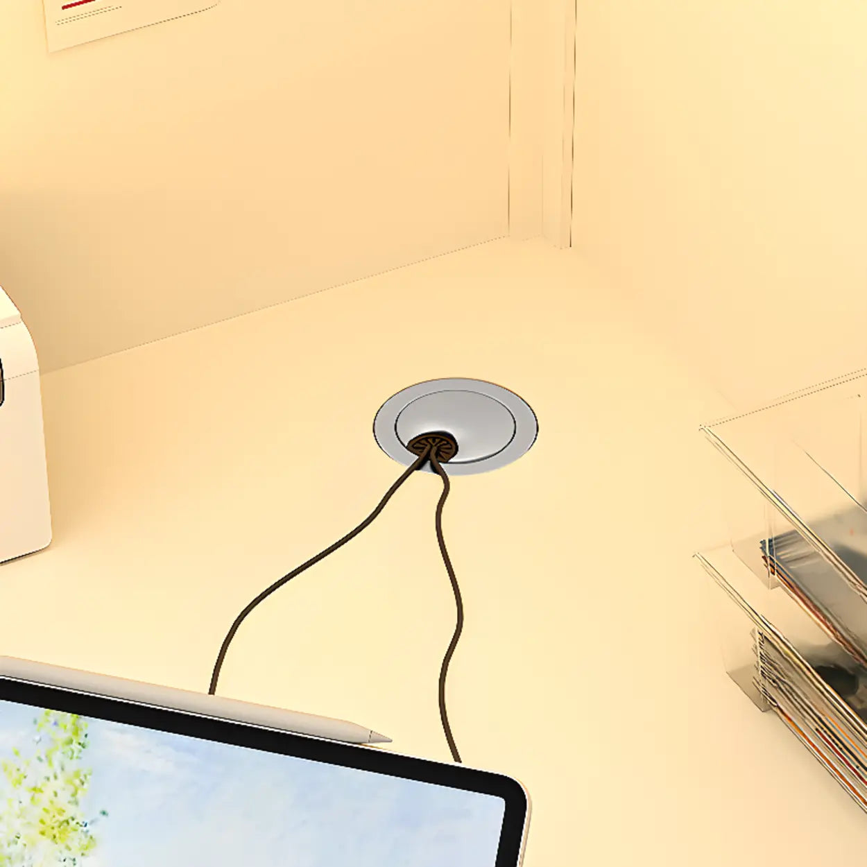 White Compact Hutch Corner Computer Desk