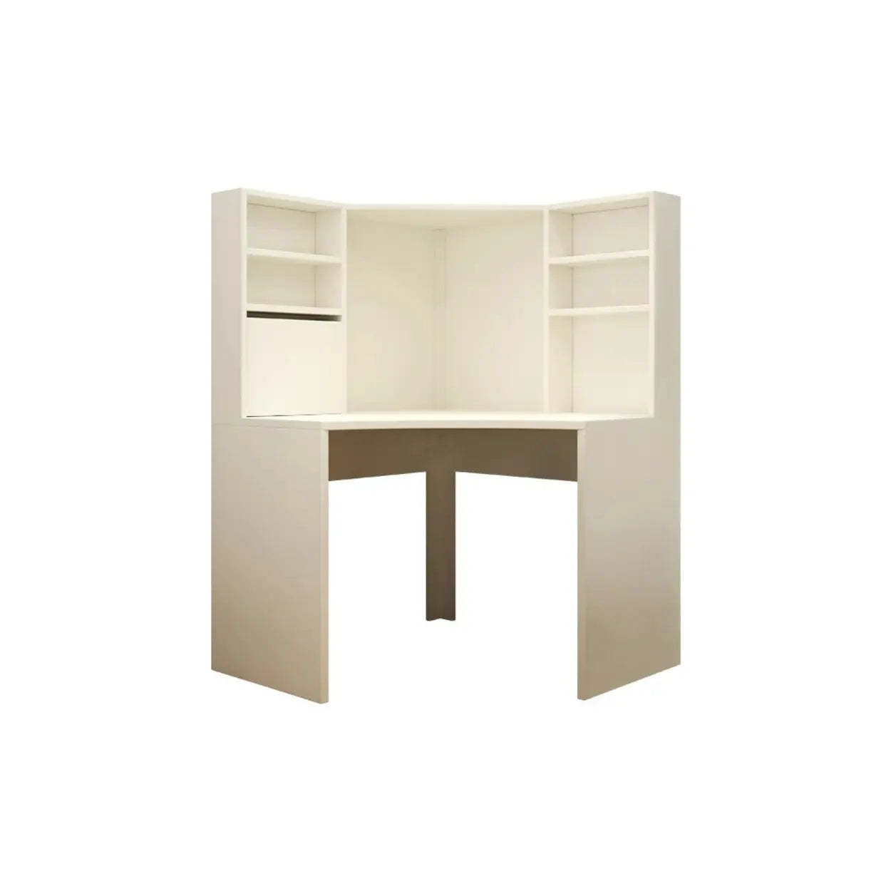 White Compact Hutch Corner Computer Desk