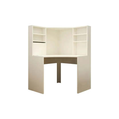 White Compact Hutch Corner Computer Desk