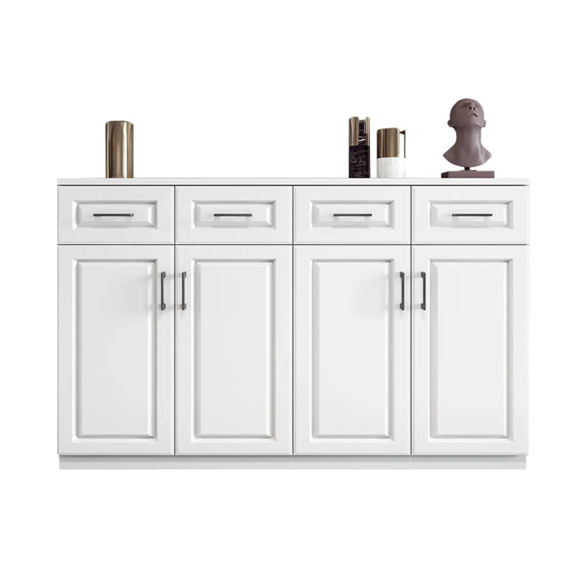 White Composite Wood Buffet with Drawers and Shelves