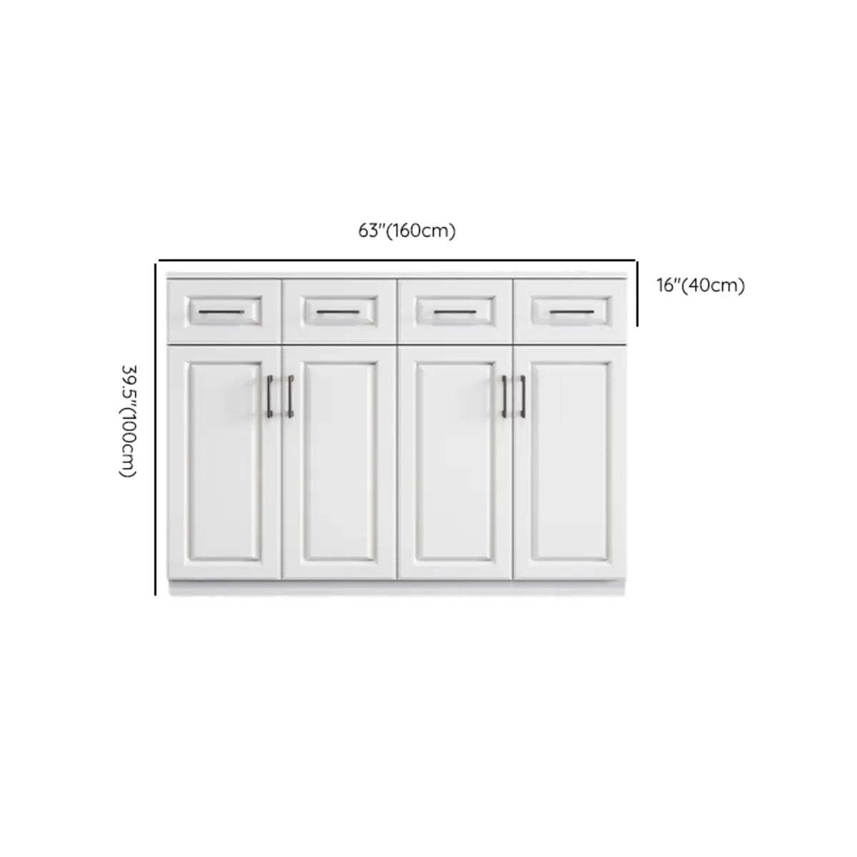 White Composite Wood Buffet with Drawers and Shelves