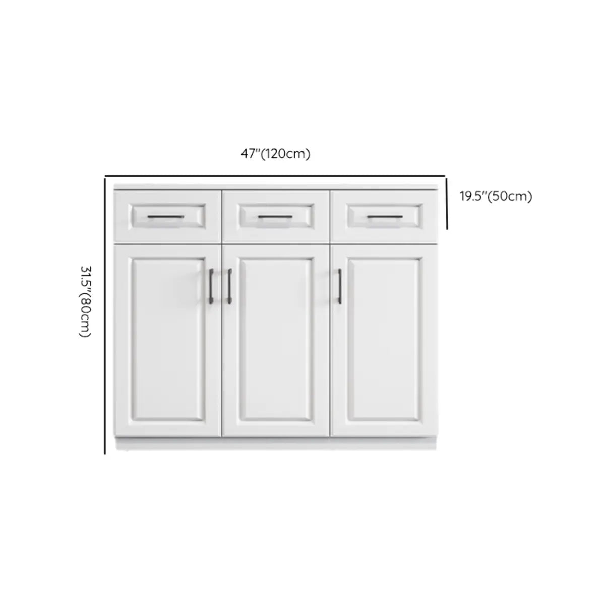 White Composite Wood Buffet with Drawers and Shelves