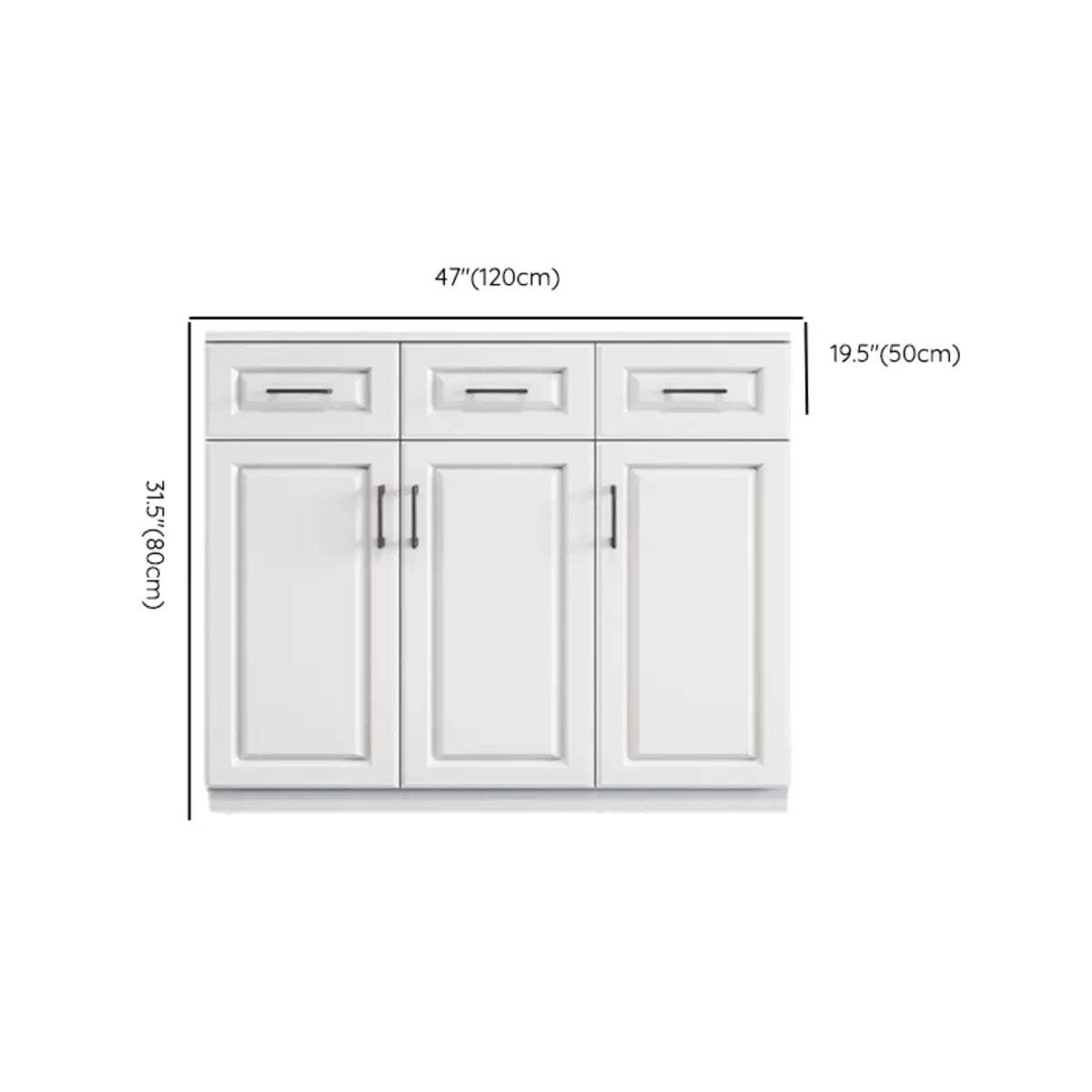 White Composite Wood Buffet with Drawers and Shelves