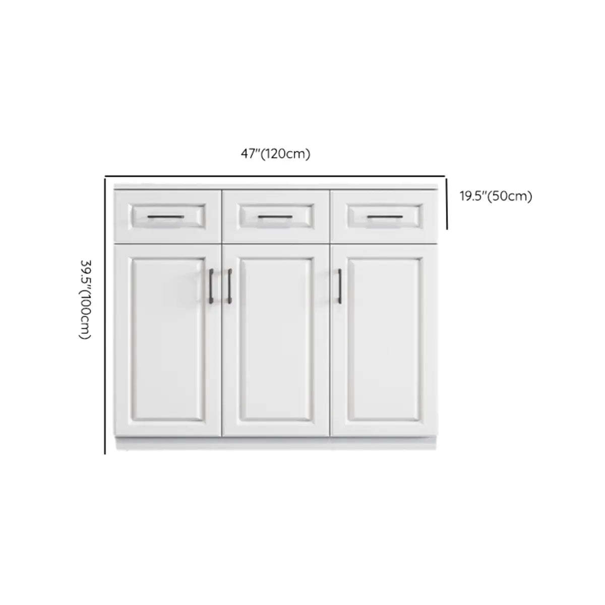 White Composite Wood Buffet with Drawers and Shelves