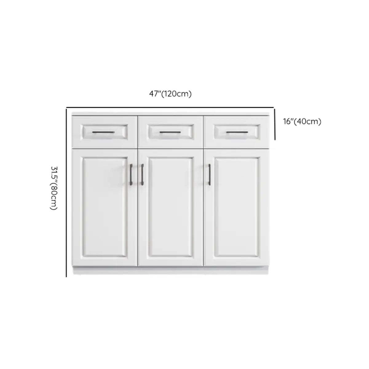 White Composite Wood Buffet with Drawers and Shelves