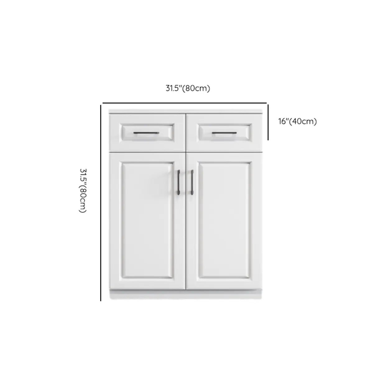 White Composite Wood Buffet with Drawers and Shelves
