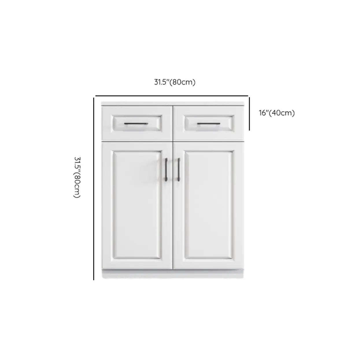 White Composite Wood Buffet with Drawers and Shelves