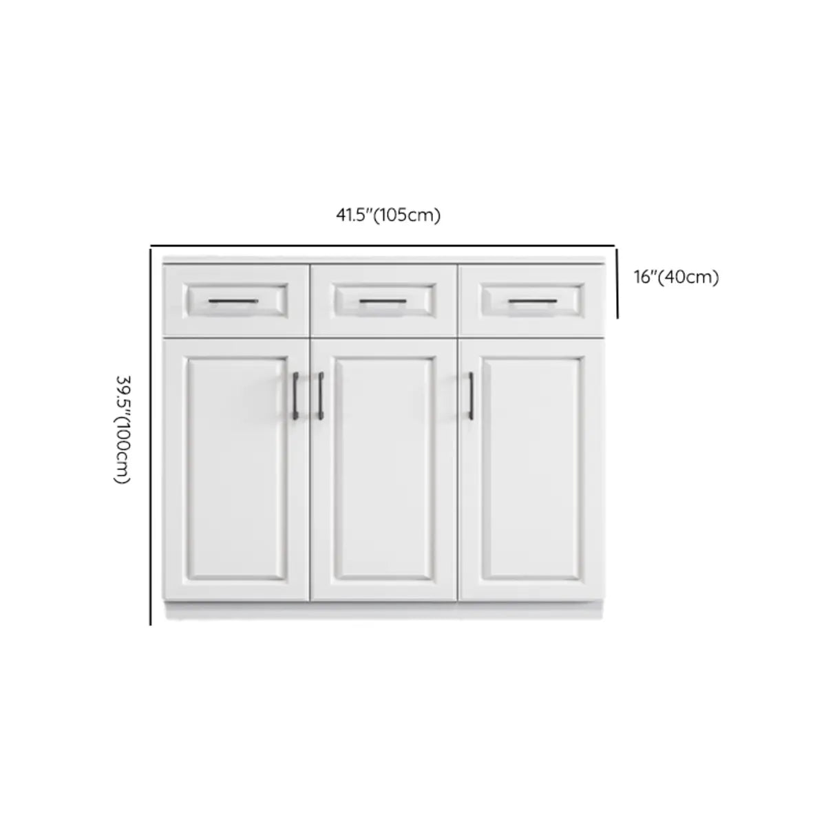 White Composite Wood Buffet with Drawers and Shelves