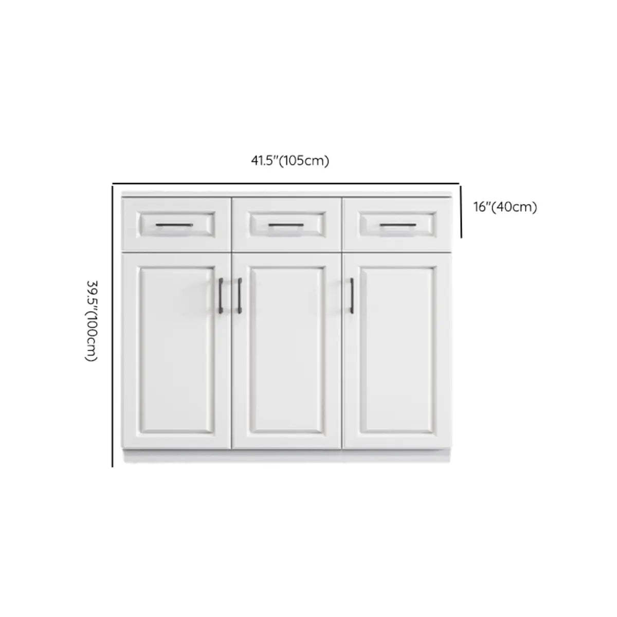 White Composite Wood Buffet with Drawers and Shelves