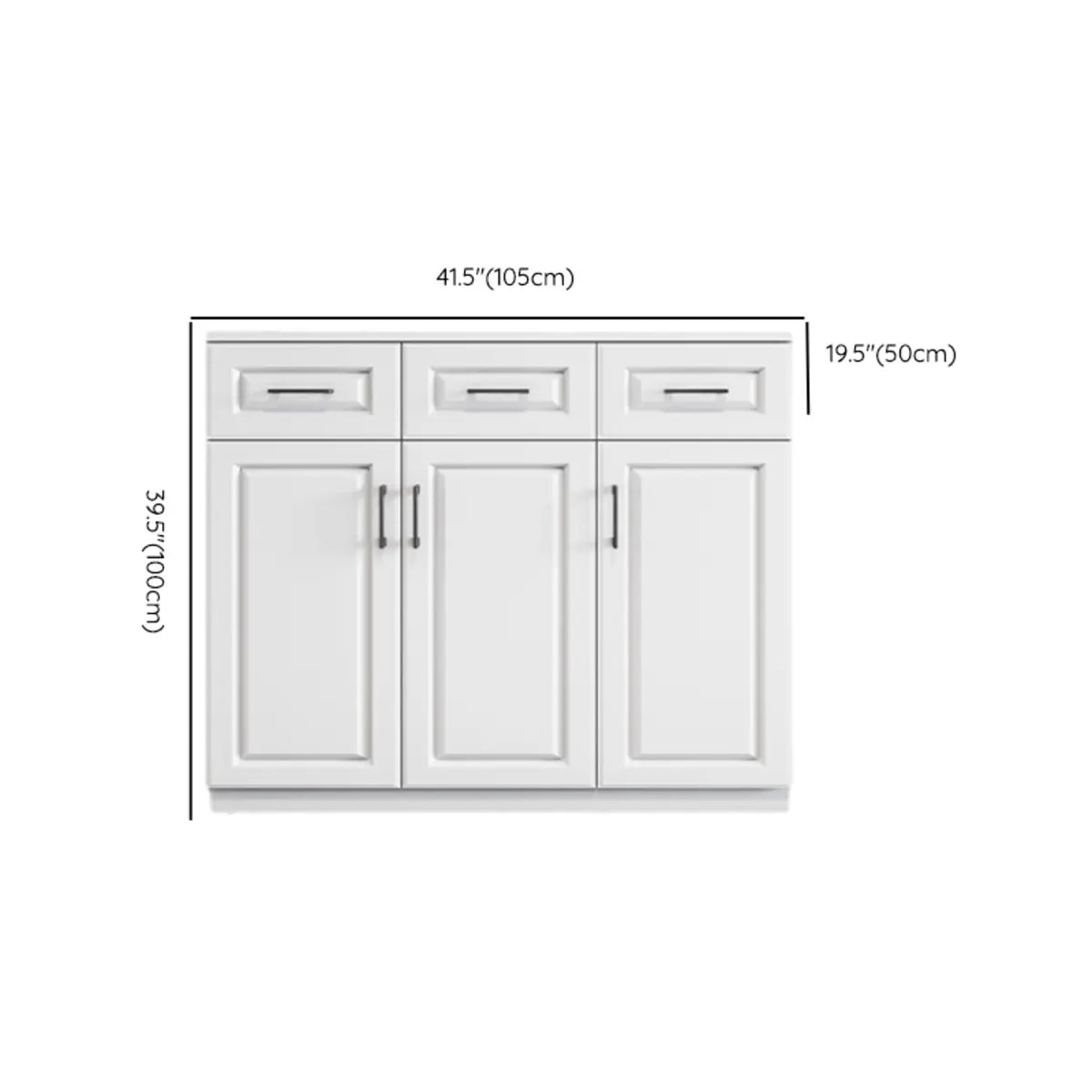 White Composite Wood Buffet with Drawers and Shelves