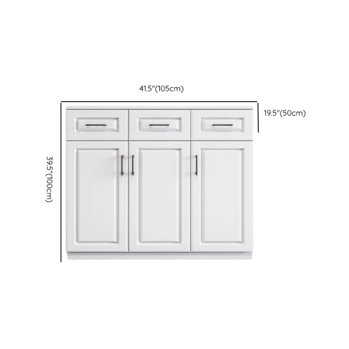 White Composite Wood Buffet with Drawers and Shelves