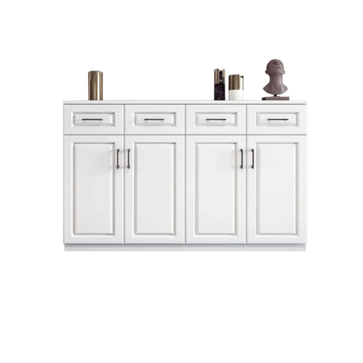White Composite Wood Buffet with Drawers and Shelves