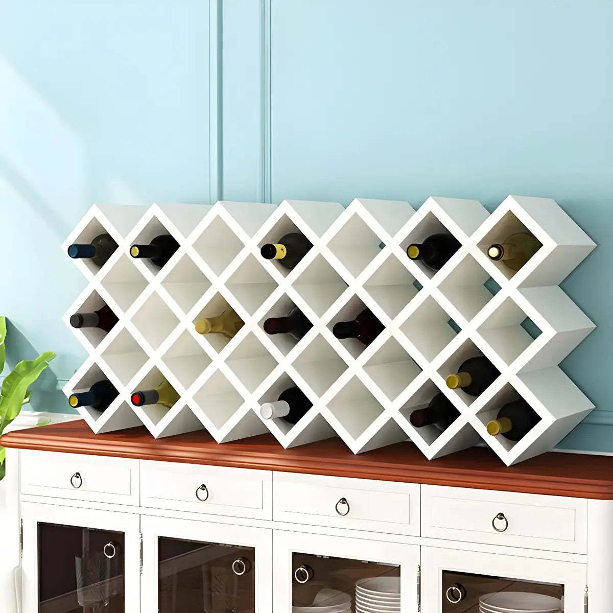 Wood Stackable Tabletop Wine Rack — 1 Piece / Textured White