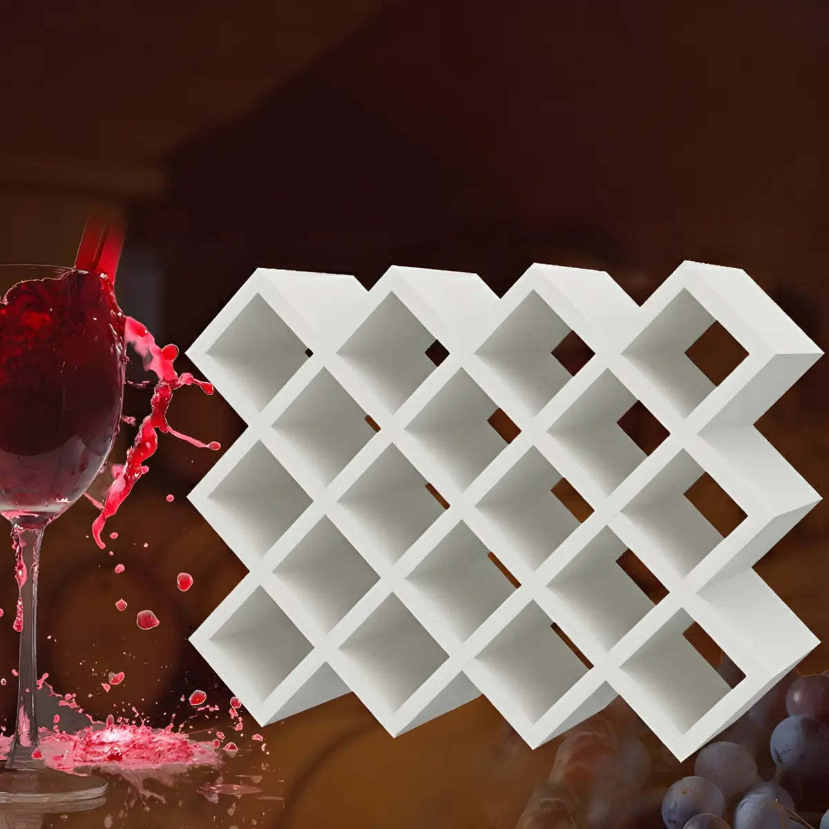 Wood Stackable Tabletop Wine Rack — 2 Piece Set / Textured White