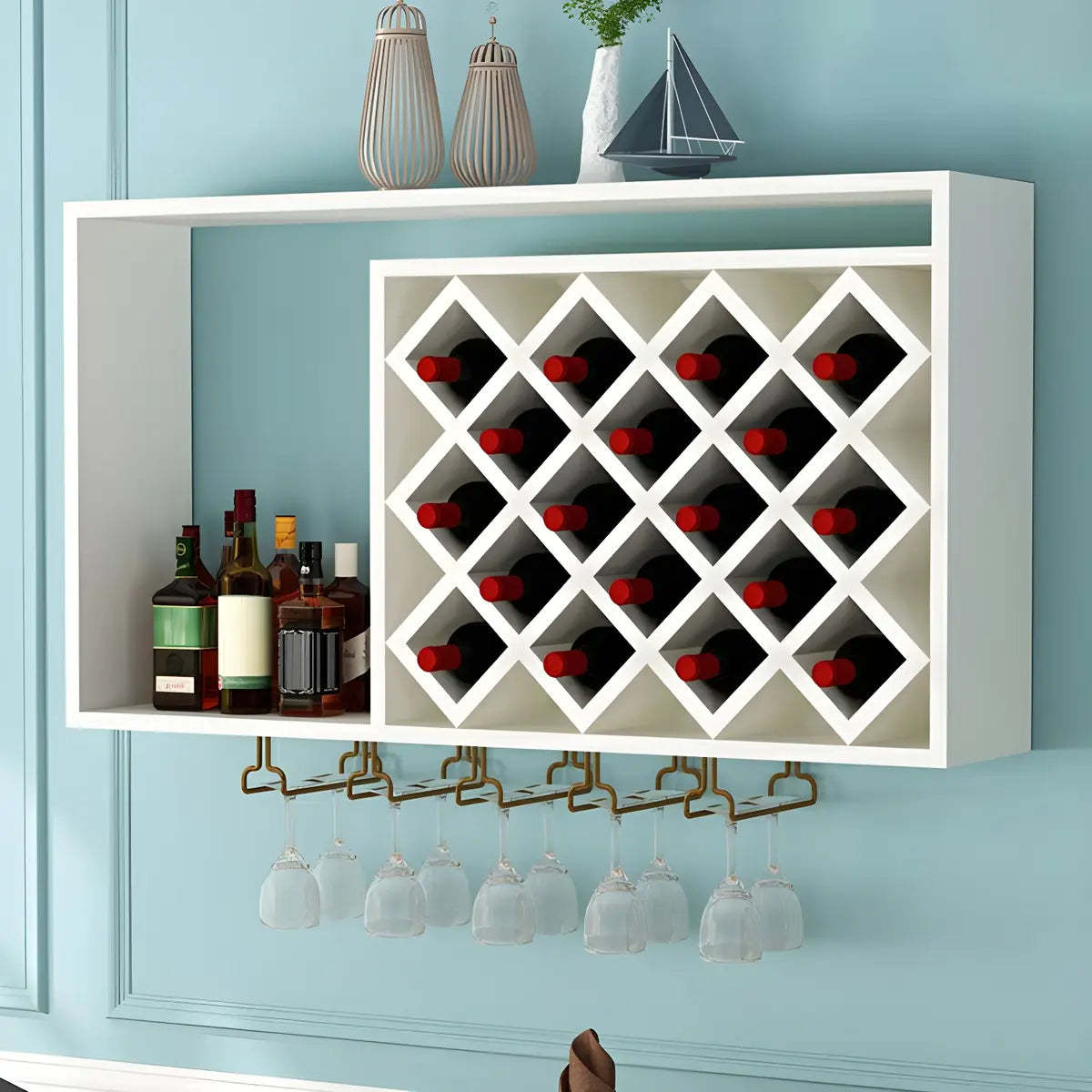 Wood Stackable Tabletop Wine Rack — 1 Piece / Textured White
