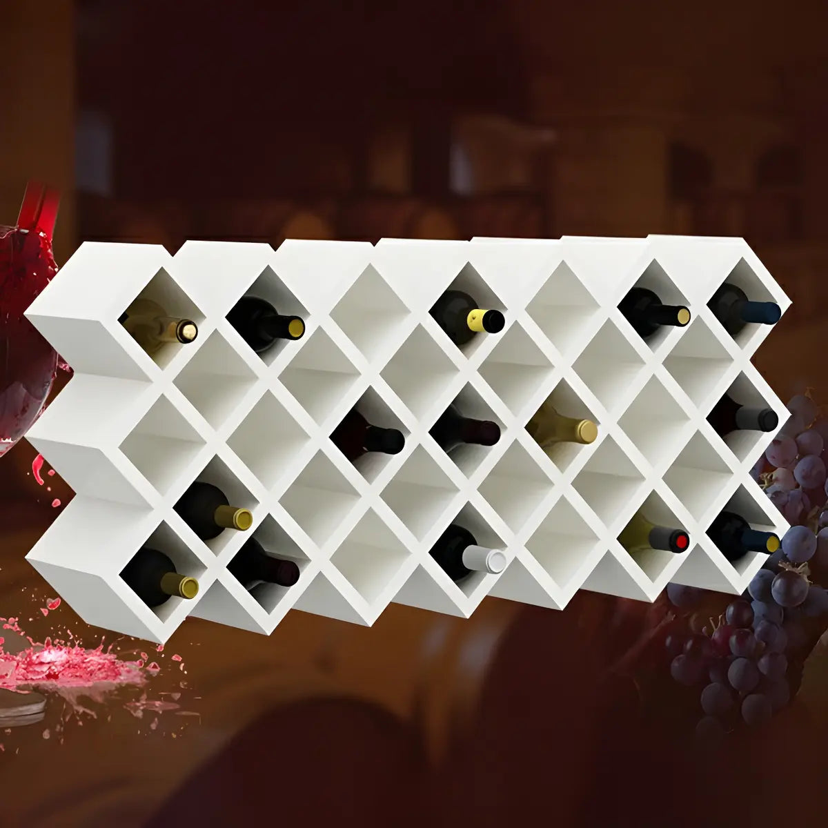 Wood Stackable Tabletop Wine Rack — 1 Piece / Textured White
