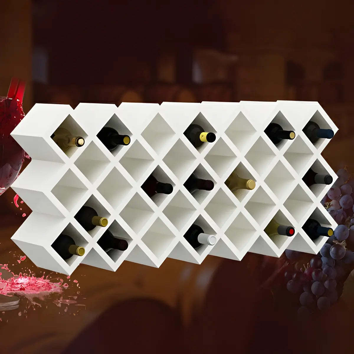 Wood Stackable Tabletop Wine Rack — 1 Piece / Textured White