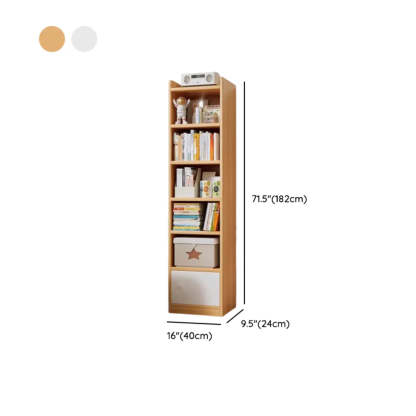 White Elegant Wood Narrow Bookcase