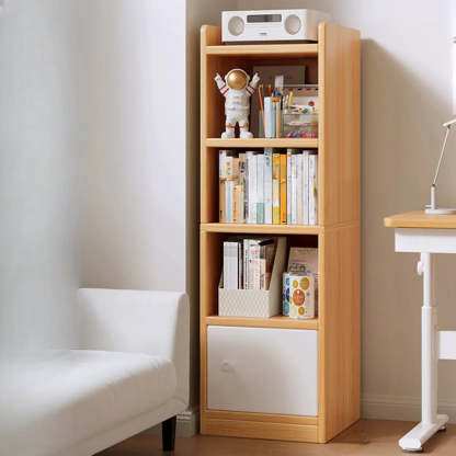 White Elegant Wood Narrow Bookcase — Warm White