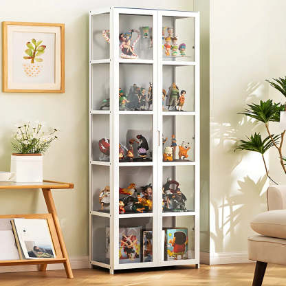 White Bamboo Clear Figure Display Cabinet