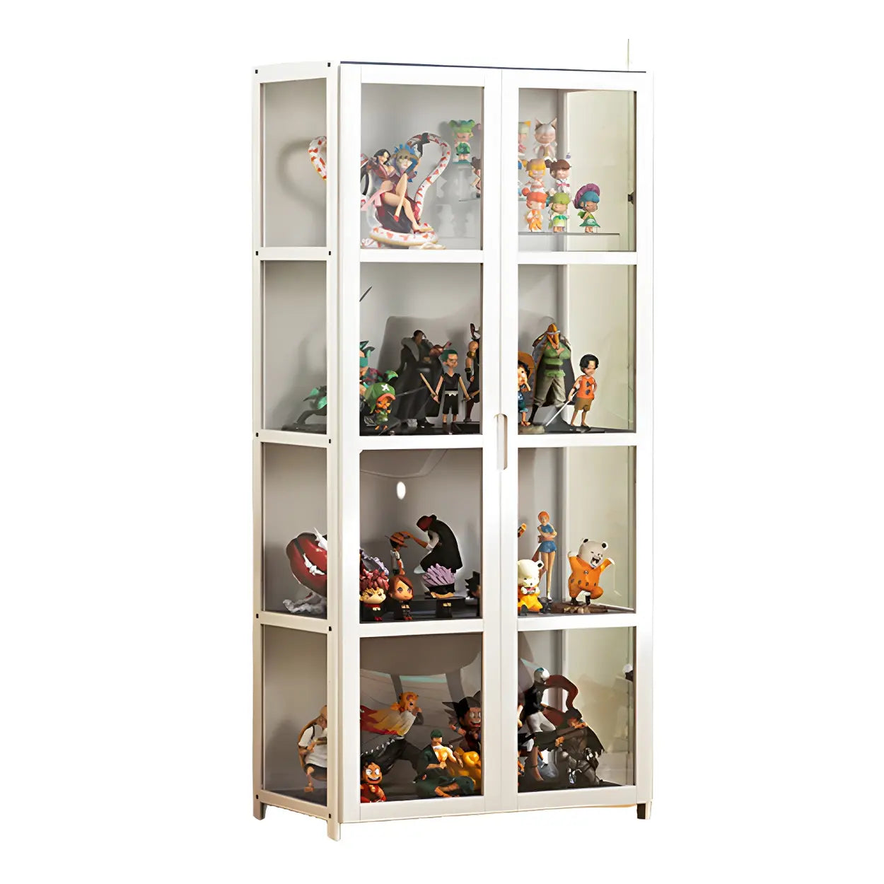 White Bamboo Clear Figure Display Cabinet