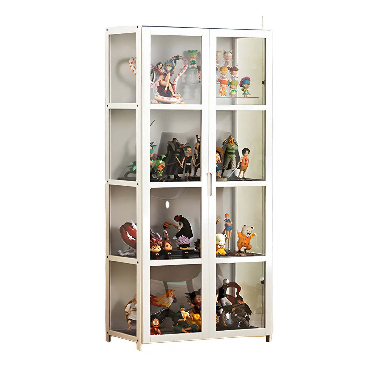 White Bamboo Clear Figure Display Cabinet